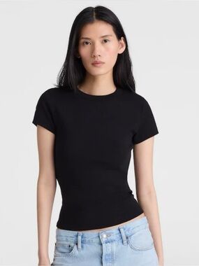 NWT Madewell The '90s Crewneck Tee Short Sleeve Compact Cotton Jet Black